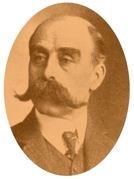 Oval sepia photo of photographer LaRoche