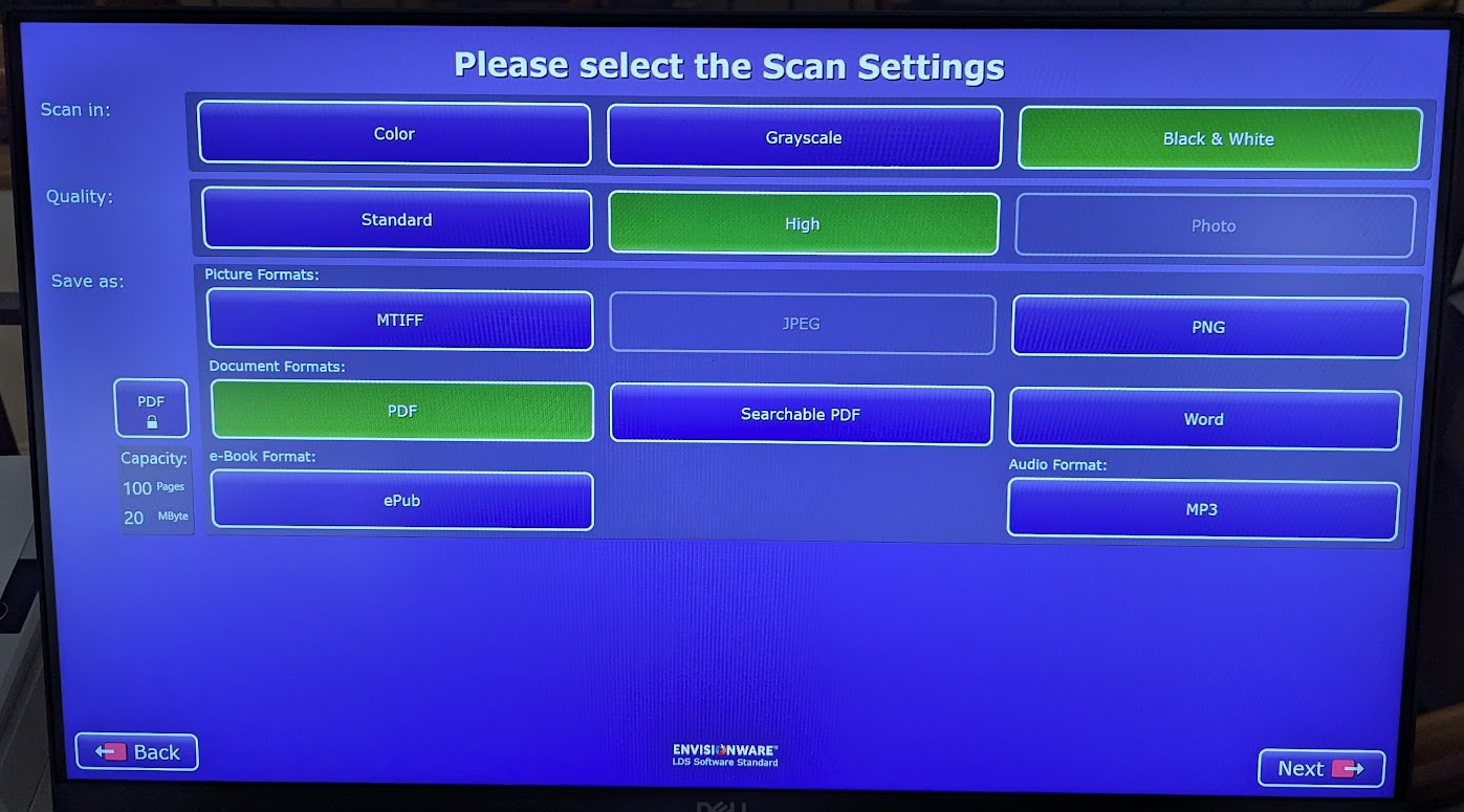 Scan settings