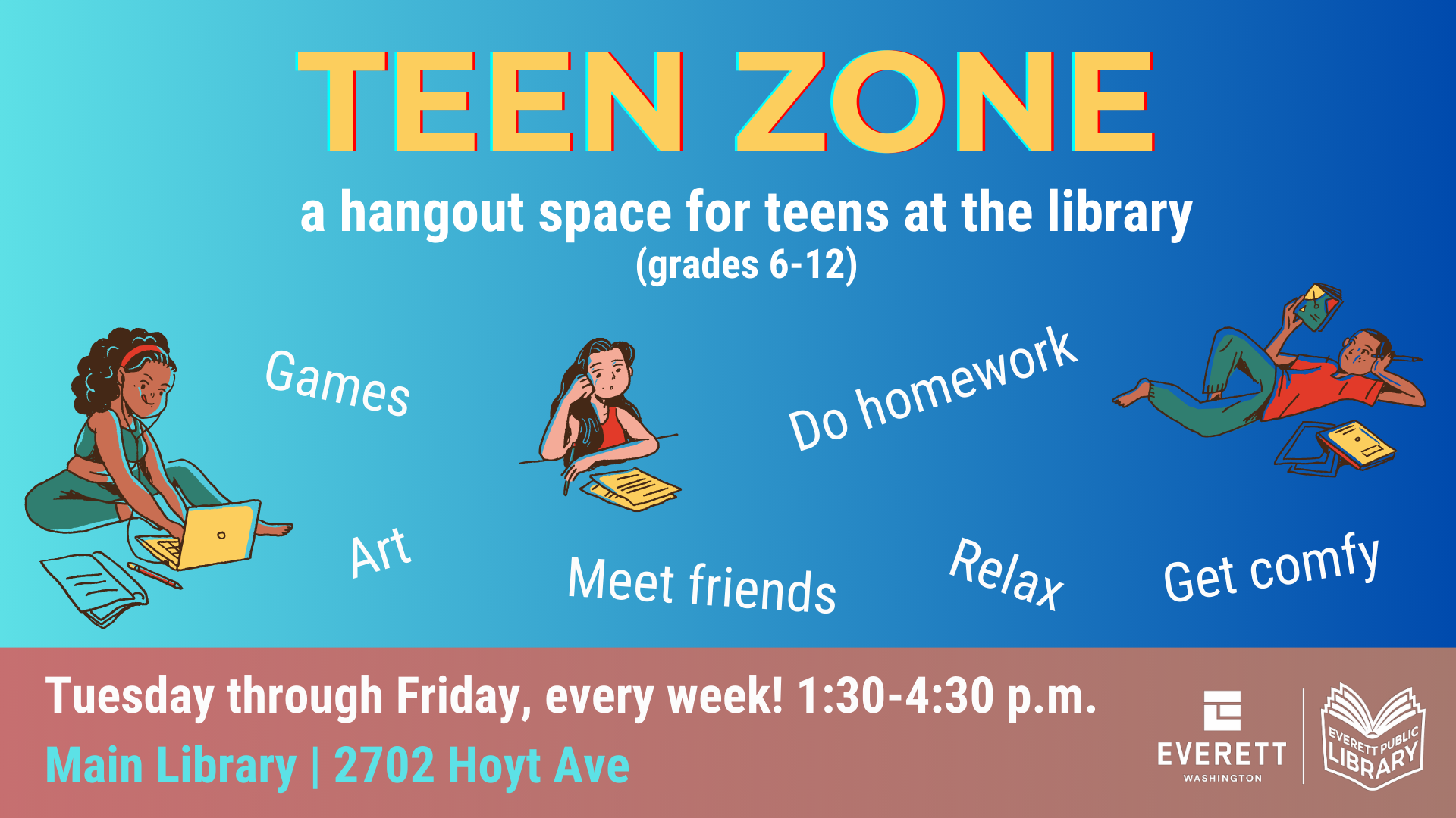 Fall 2025 Teen Zone, T-F 1:30-4:30pm